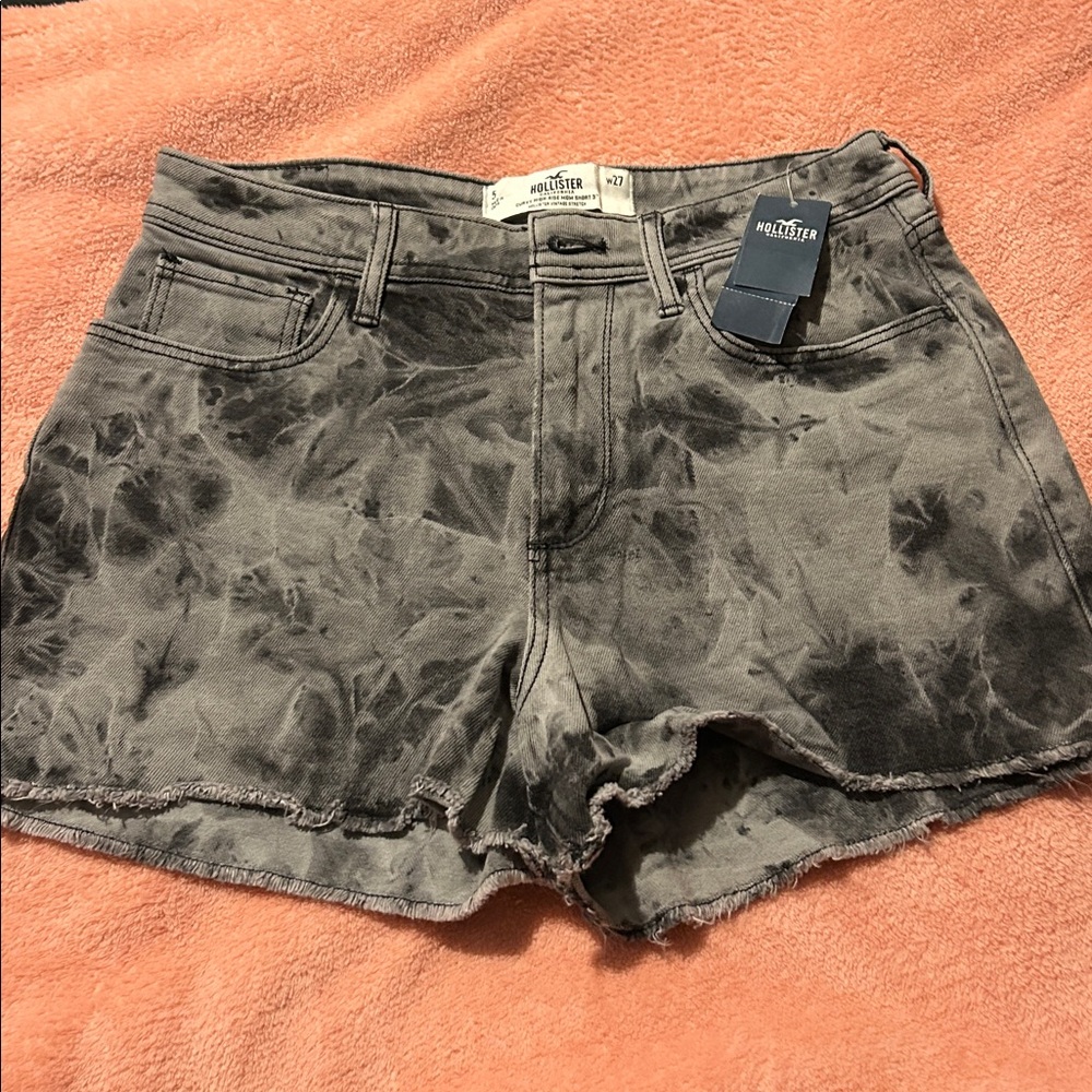 Hollister Black Tie-Dye Denim Shorts